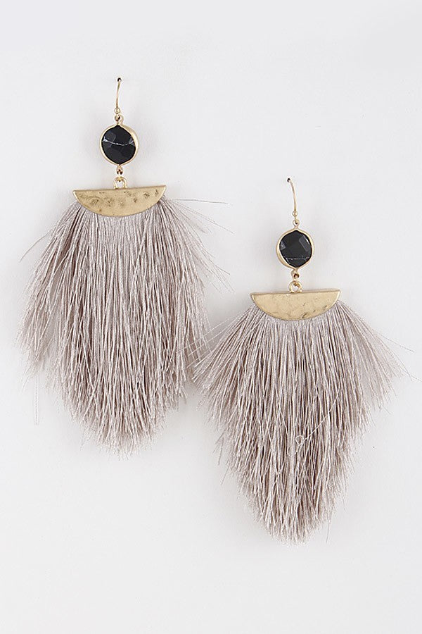 'Fringed Dancer' Tassel Earrings - Light Grey