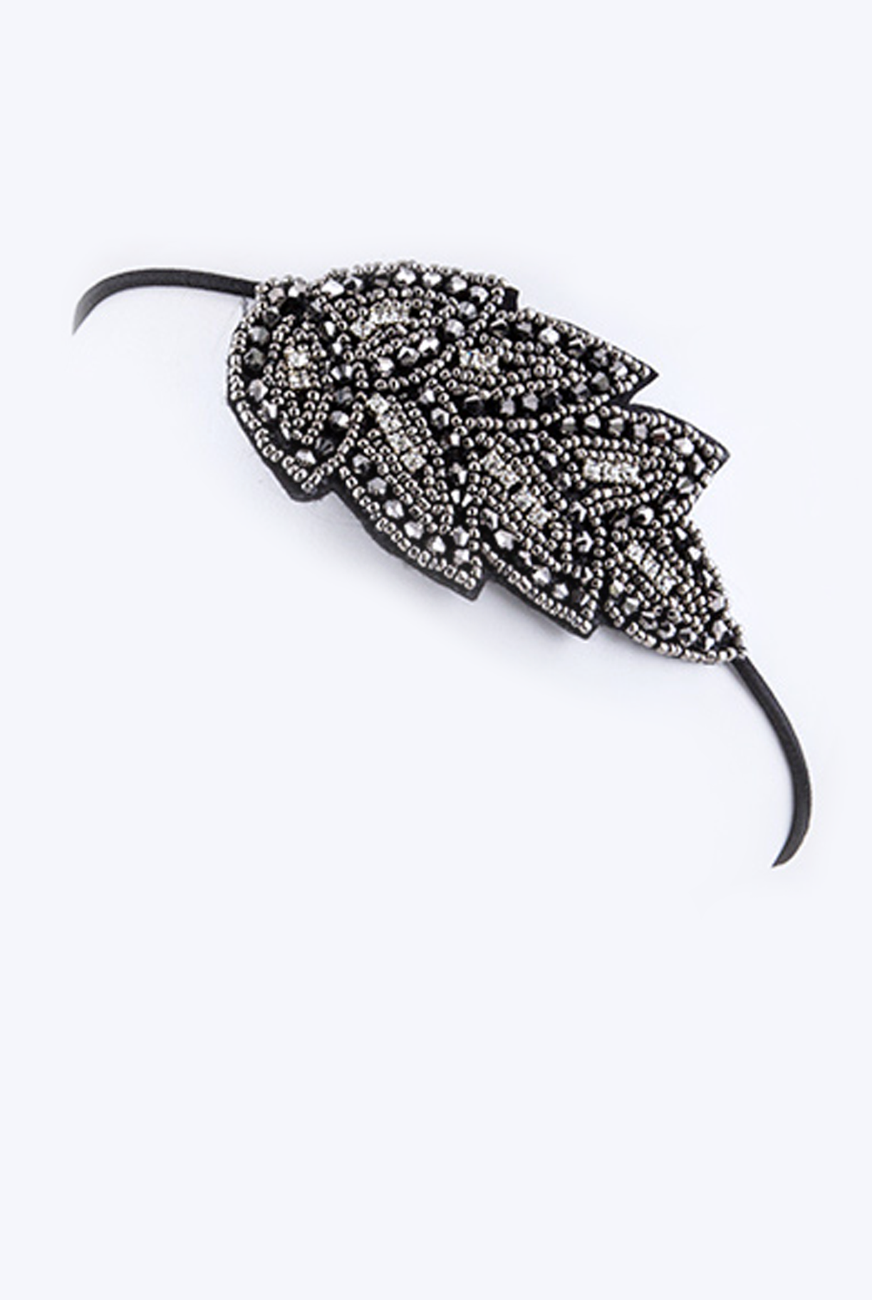 'Dew Drop Leaves' Headband - Black