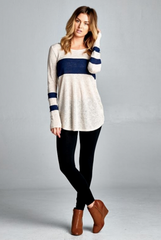 'Going The Extra Stripe' Top - Navy