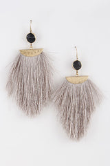 'Fringed Dancer' Tassel Earrings - Light Grey