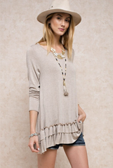 'Far & Away' Top - Taupe/Grey