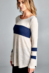 'Going The Extra Stripe' Top - Navy