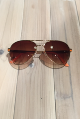 'Wanna Have Fun' Aviator Sunglasses - Orange