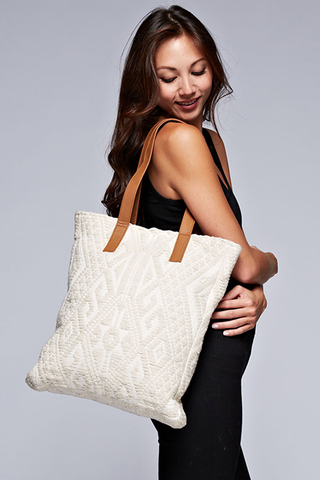 'All Squared Up' Tote - Natural